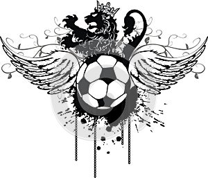 Winged Heraldic black lion tattoo soccer futbol coat of arms