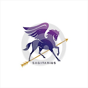 Winged horse Sagitarius simple vector illustration