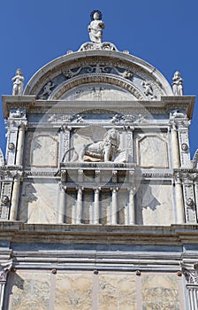 winged lion of the ancient building in Venice called Scuola Gran