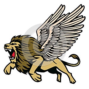 Winged Lion Heraldic Flying Vector Illustration