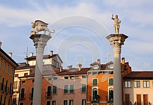 Winged lion and Jesus Redeemer with the world in your hand