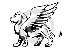 Winged lion silhouette