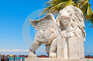 Winged Lion statue at Foinikoudes. Larnaca. Cyprus