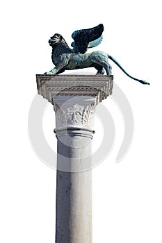 Winged Lion statue, symbol of Venice isolated on white, clipping