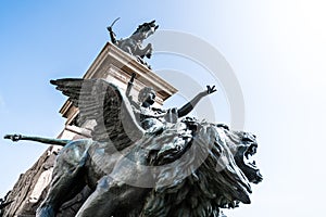 Winged lion statue at the Victor Emmanuel II Monument, Venice, Italy