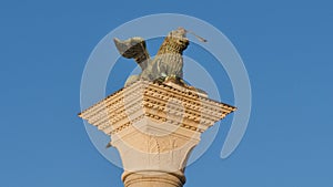 Winged lion symbol of the evangelist San Marco on top of the famous column