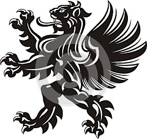 Winged lion tattoo vector