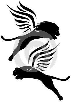 Winged lions vector photo