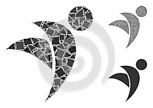 Winged man Mosaic Icon of Ragged Pieces