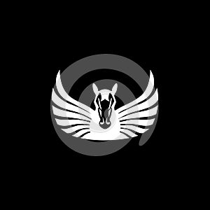 Winged Pegasus horse icon isolated on dark background