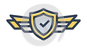 Winged Security Shield Emblem Icon, vector design Generative AI