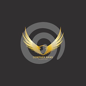 winged shield gold logo design symbol  illustration-