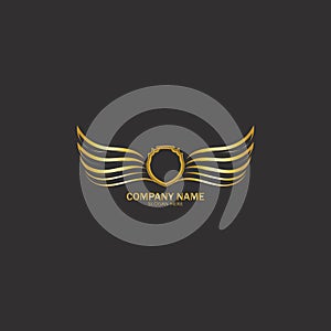 winged shield gold logo design symbol  illustration-