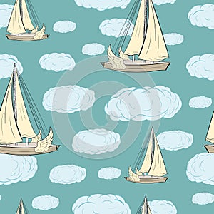 Winged ships and clouds