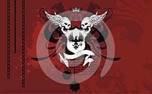 Winged Skull Heraldic gryphon coaat of arms crest background photo