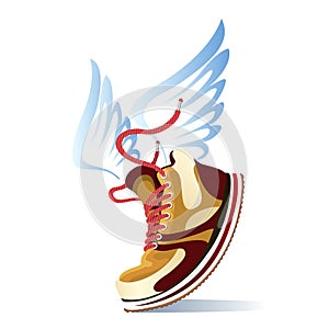 Winged sports shoe icon photo