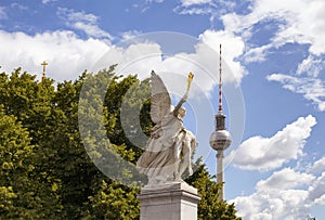 Winged woman statue photo