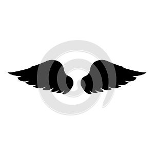Wings of bird devil angel Pair of spread out animal part Fly concept Freedom idea icon black color vector illustration flat style