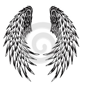 Wings Bird feather Angel animal vintage silhouette vector