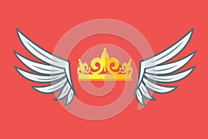 Wings with crowns. Vip club logo vector. Vector illustration