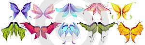 Wings of fairy, dragon or butterflies isolated set