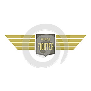 Wings fighter icon logo, flat style