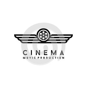 Wings and Film Reel for Movie Production Logo Design