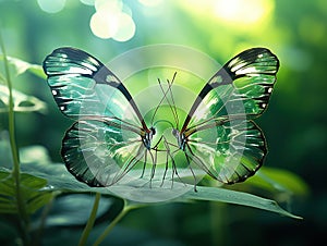 Ai Generated illustration Wildlife Concept of Wings of glass - Greta oto photo