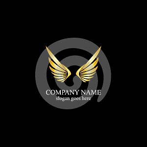 wings gold logo vector illustration template-vector
