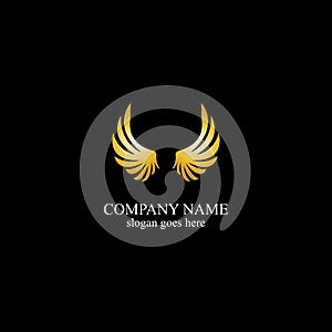 wings gold logo vector illustration template-vector