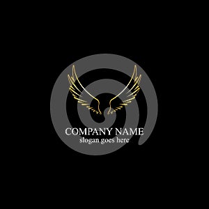 wings gold logo vector illustration template-vector