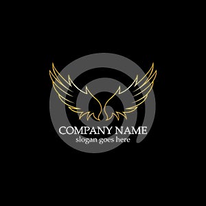 wings gold logo vector illustration template-vector