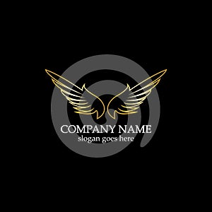 wings gold logo vector illustration template-vector