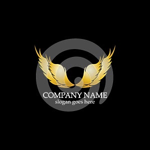 wings gold logo vector illustration template-vector