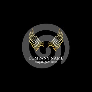 wings gold logo vector illustration template-vector