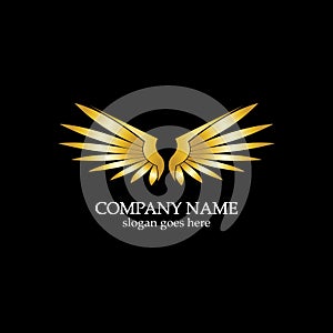 wings gold logo vector illustration template-vector