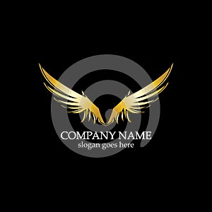 wings gold logo vector illustration template-vector