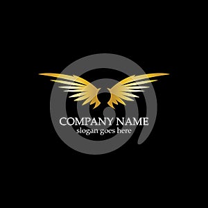 wings gold logo vector illustration template-vector