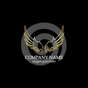 wings gold logo vector illustration template-vector