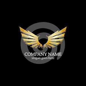 wings gold logo vector illustration template-vector