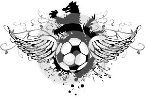Wings Heraldic black Wolf tattoo soccer futbol crest
