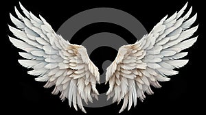 Wings isolated  black background , Generate AI