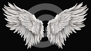 Wings isolated  black background , Generate AI