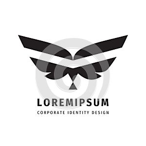 Wings logo design. Abstract bird concept symbol. Butterfly creative sign. Development business strategy logo.