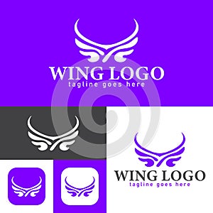 Wings logo design.simple Modern abstract vector illustration icon style design.minimal Black and white color