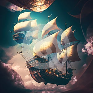 Wings of Plunder: A Pirate's Quest for Riches in the Clouds, generative ai photo