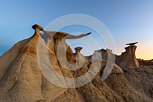 The Wings rock formation at sunrise, Bisti/De-Na-Zin Wilderness Area, New Mexico, USA