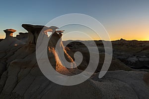 The Wings rock formation at sunrise, Bisti/De-Na-Zin Wilderness Area, New Mexico, USA