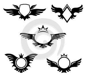Wings shaped emblems