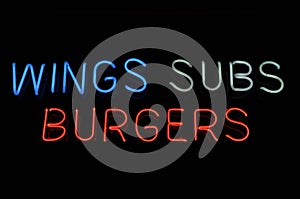 Wings Subs Burgers Sign